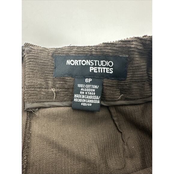 NWT NortonStudio Petites Corduroy Brown Fall Leaves Midi Skirt Size 6P Vintage - Picture 16 of 16